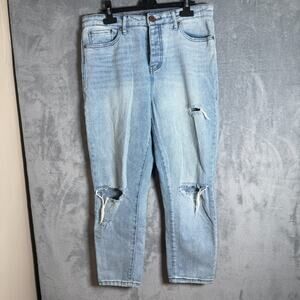 Prosperity Distressed Mom Jeans Womens 31 Light Wash High Rise Ripped Denim